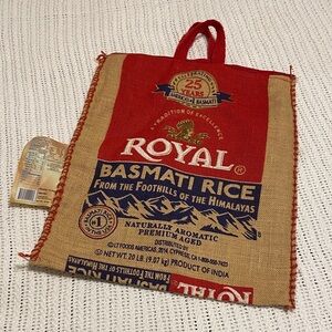 Royal Basmati Rice Burlap Upscale Recycle Zip Tote Bag Unique